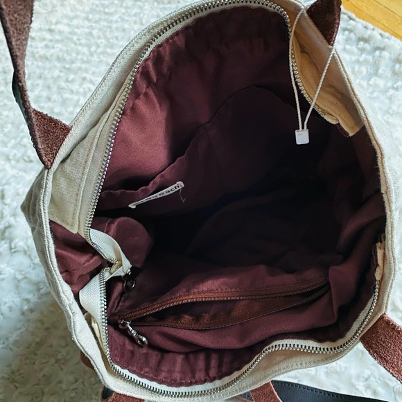 So'each Canvas Leather Zippered Tote Bag Teacher Gift Handbag Shoulder Bag - Picture 10 of 15